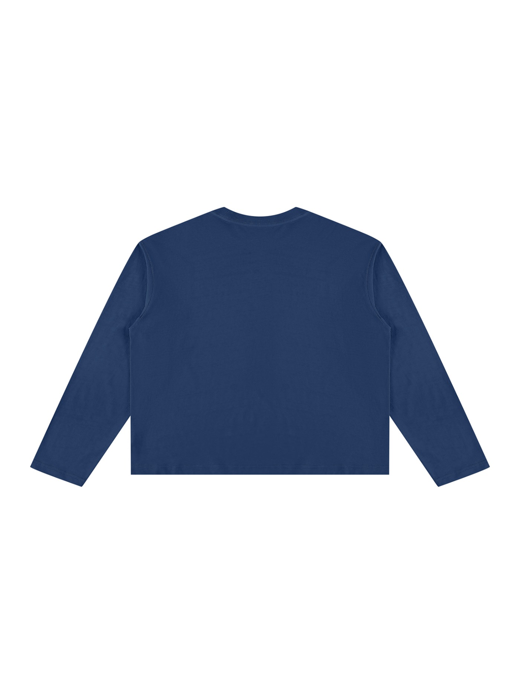 Vintage Wash Long Sleeve Boxy T-Shirt in Navy Blue, back view