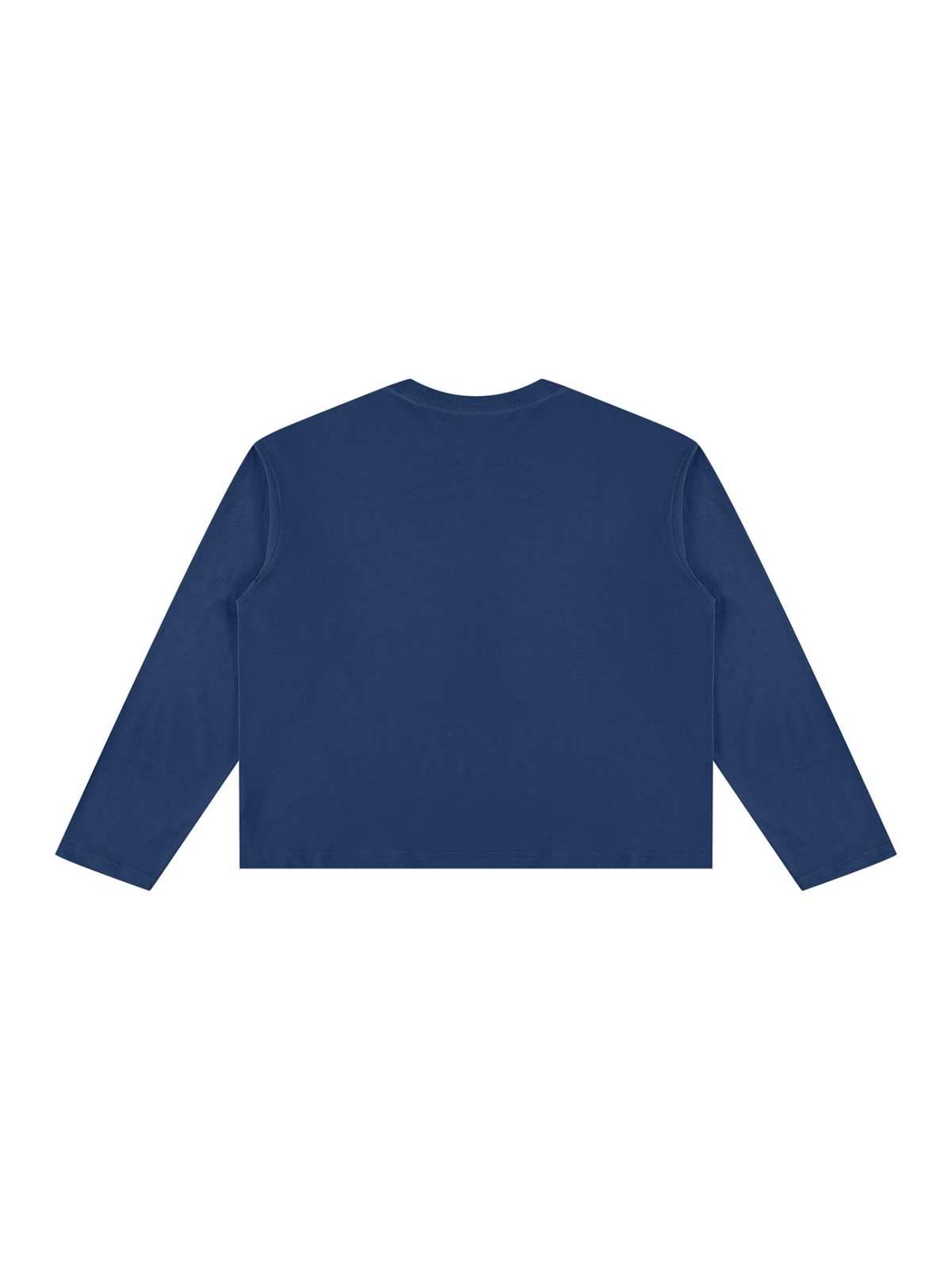 Vintage Wash Long Sleeve Boxy T-Shirt in Navy Blue, back view