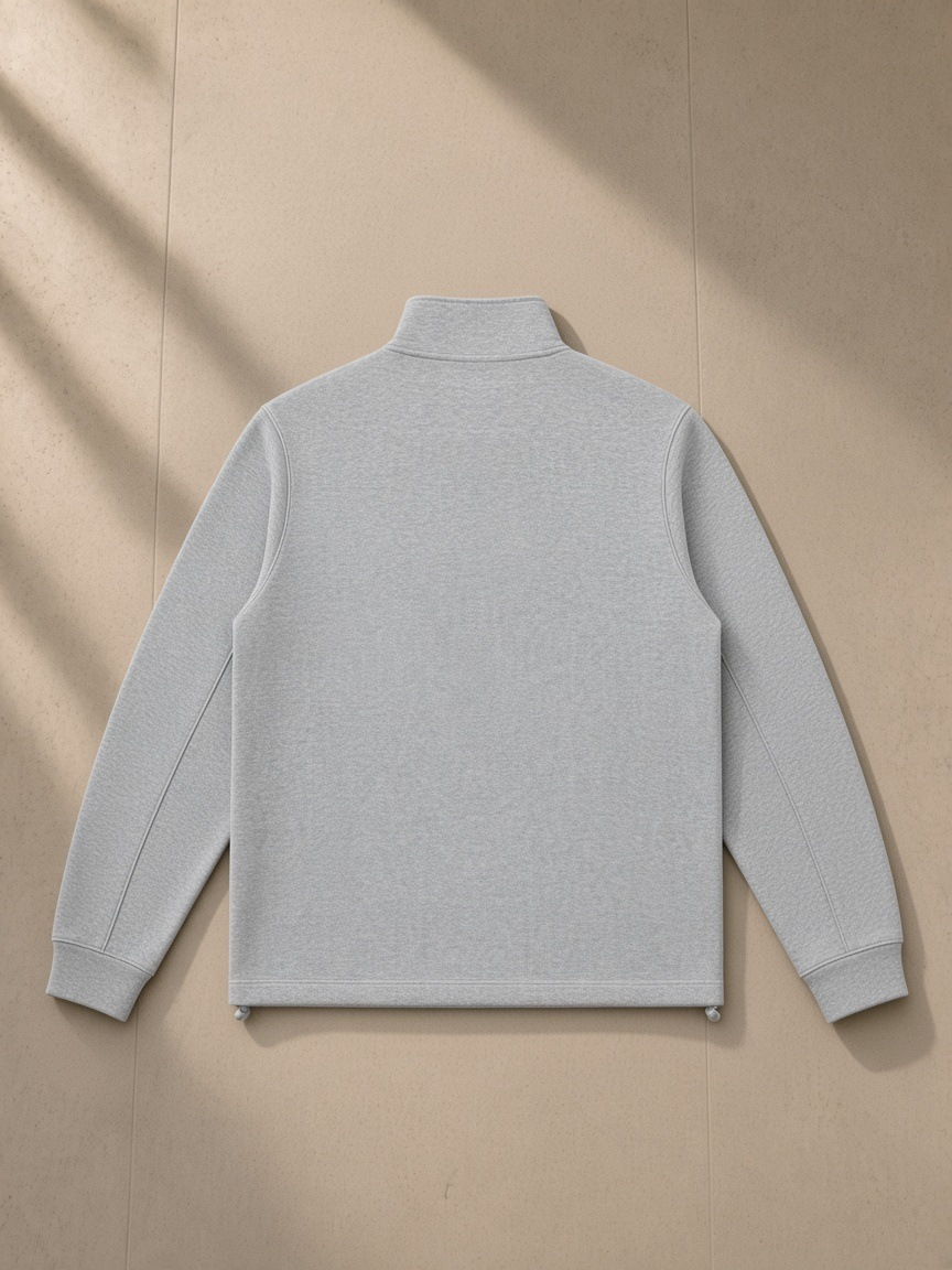 Stand collar jacket in Flower Gray, back view