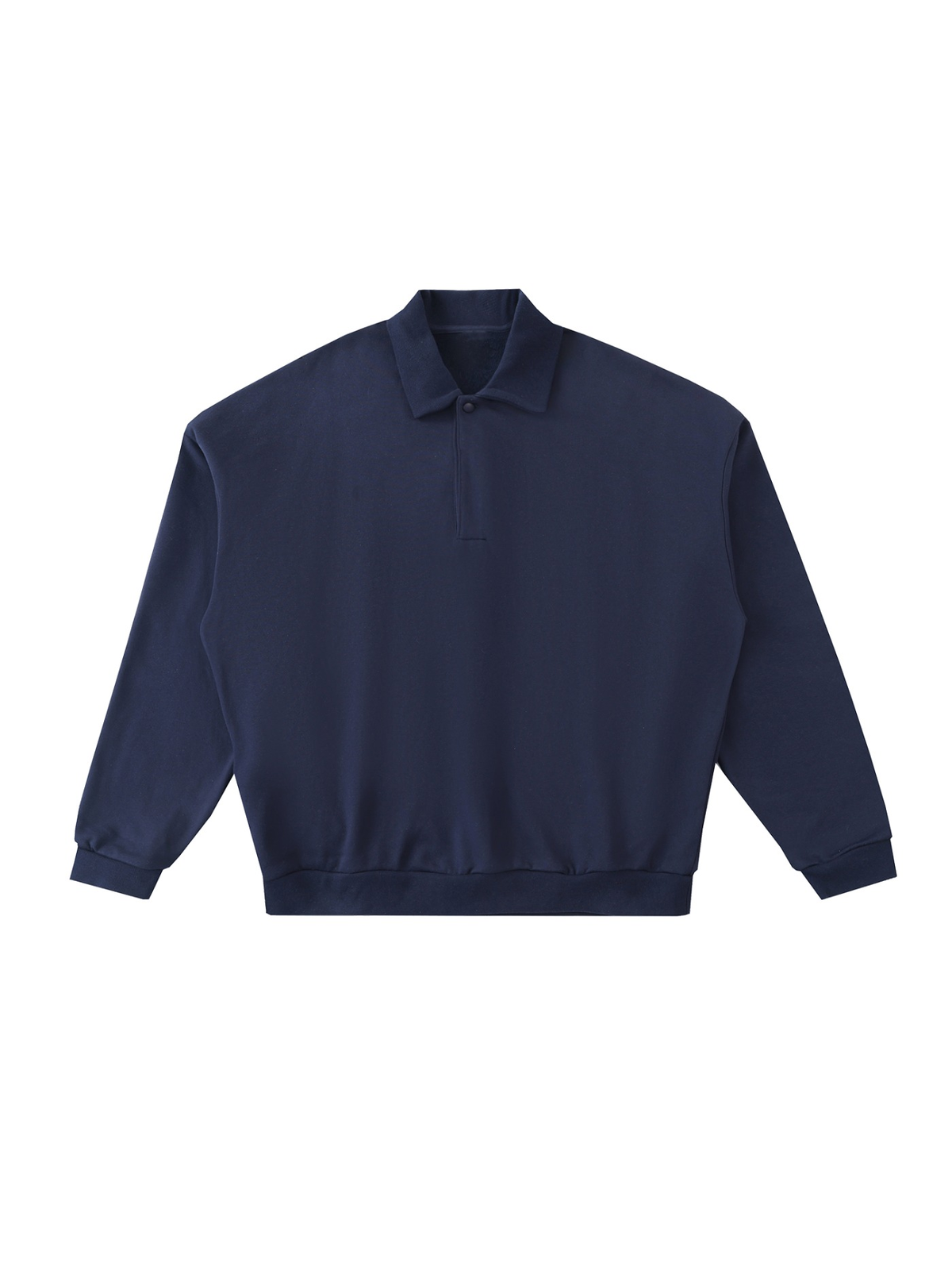 Heavyweight fleece polo sweatshirt in Navy Blue, front view