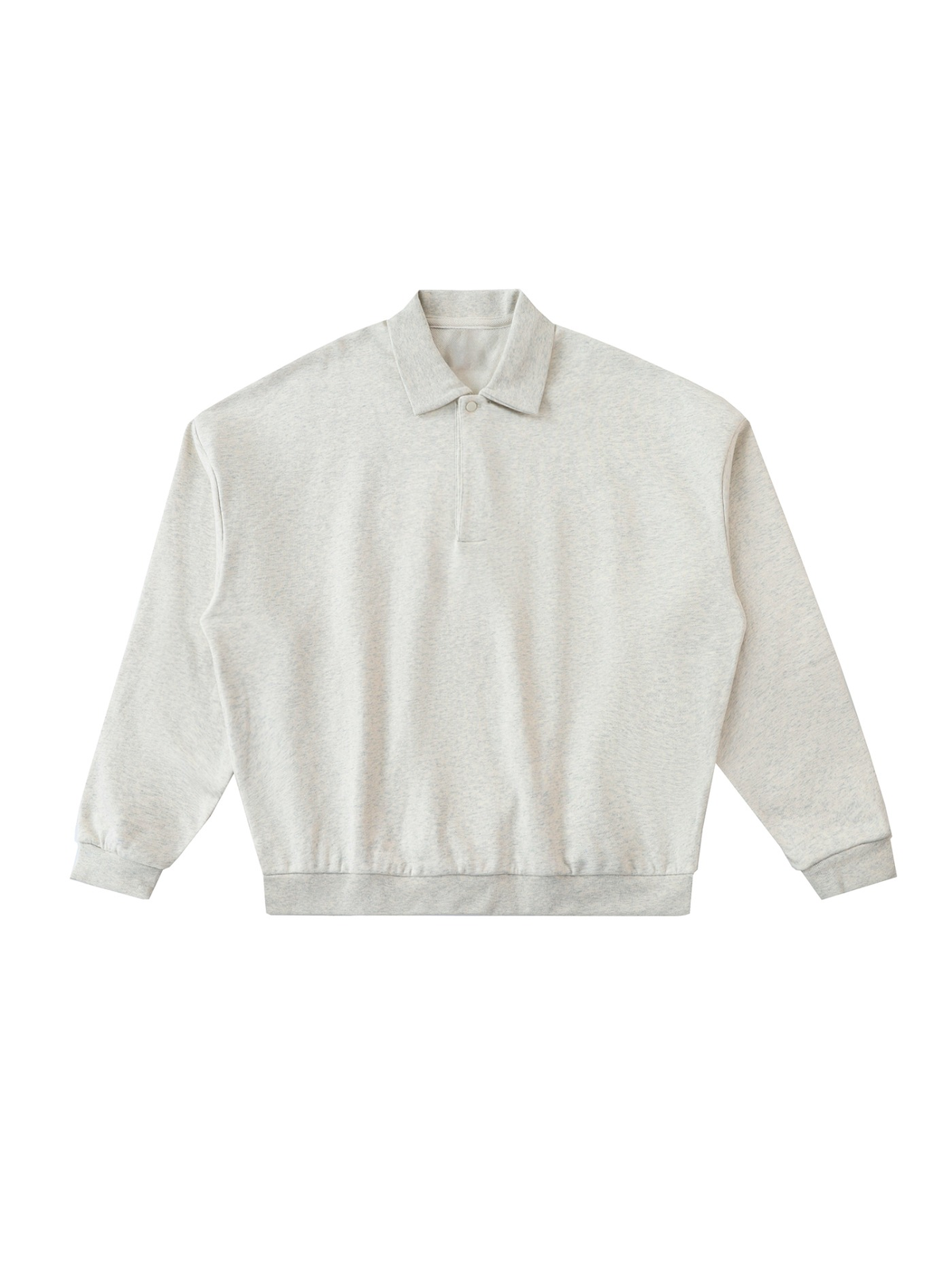 Heavyweight fleece polo sweatshirt in Oat Gray, front view
