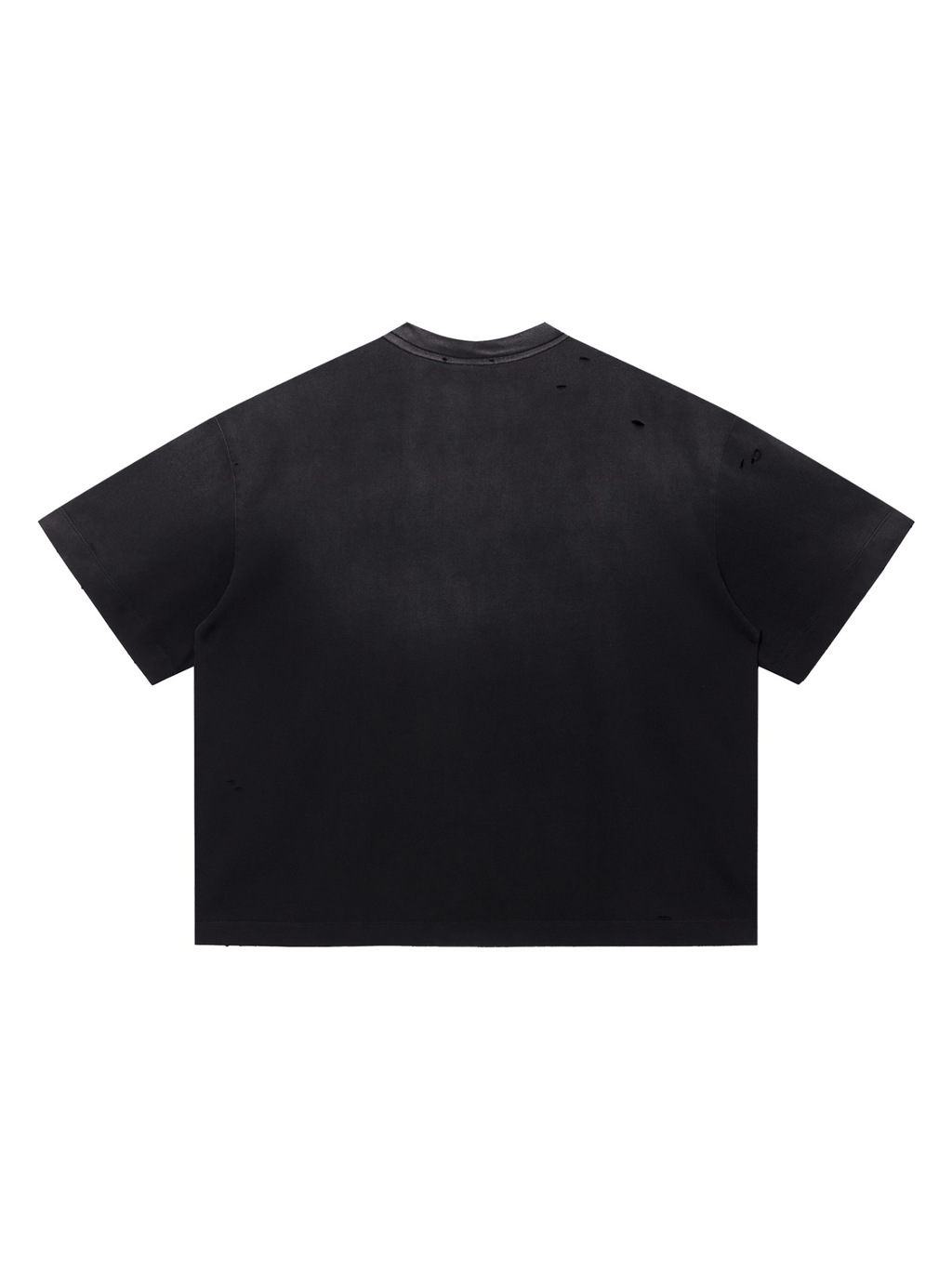Vintage Washed Distressed Boxy Oversized T-Shirt in Black, back view