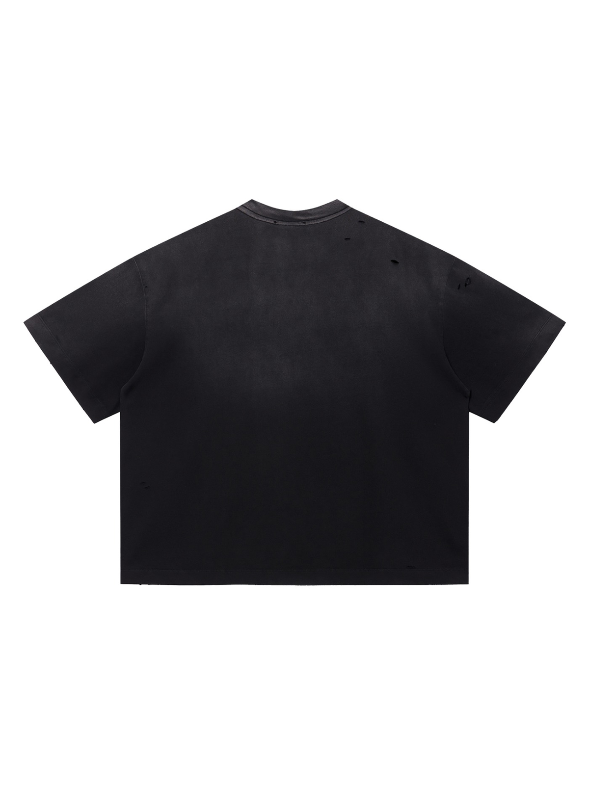 Vintage Washed Distressed Boxy Oversized T-Shirt in Black, back view