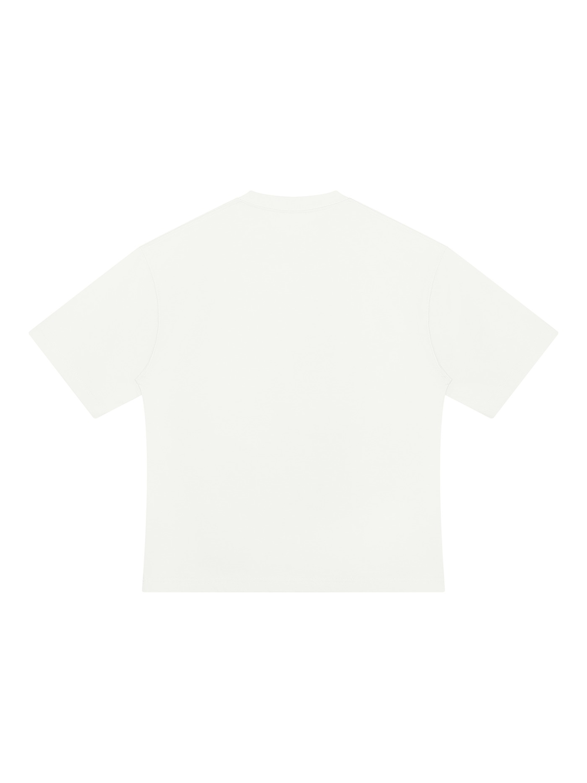 Unisex heavyweight oversized t-shirt in White, back view on white. Marcel Afters