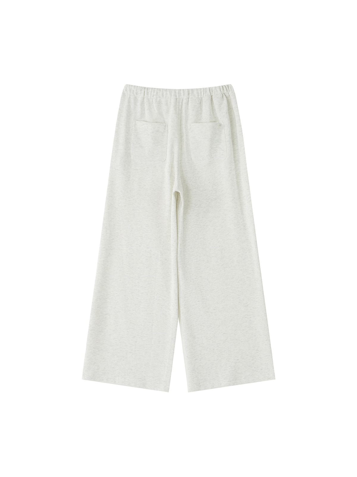 Women's wide leg sweatpants in Oat Gray, back view on white. Marcel Afters