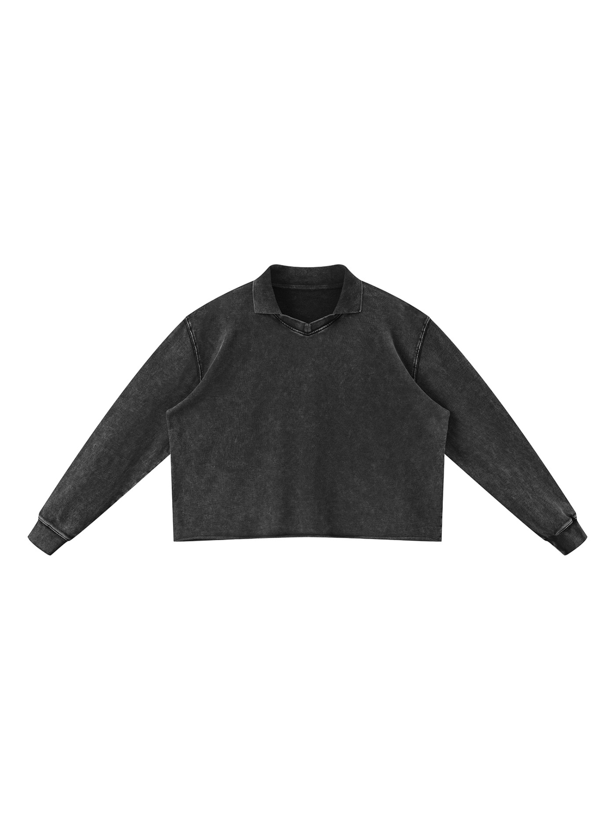 Mineral Wash Pullover Sweatshirt in Black, front view
