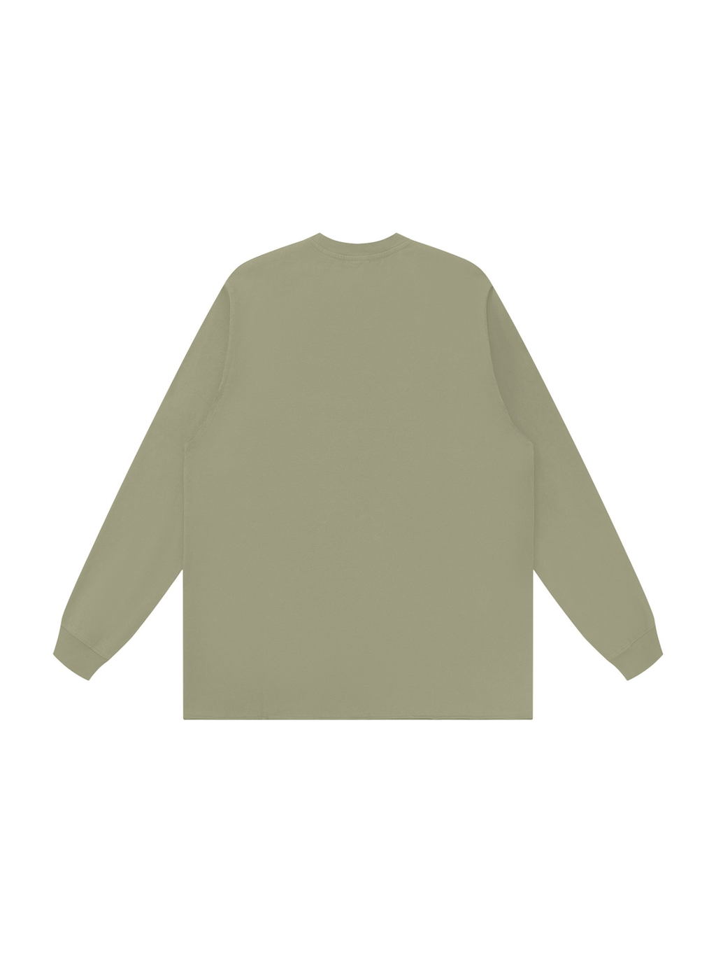 Raw Hem Long Sleeve T-Shirt in Army Green, back view