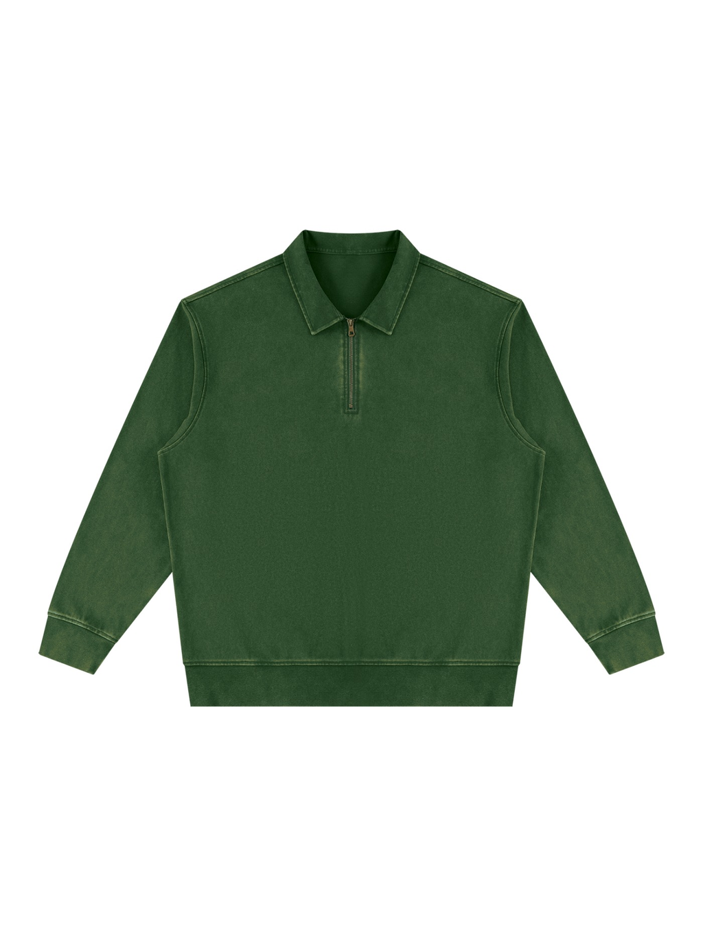 Vintage wash quarter-zip sweatshirt in Blackish Green, front view