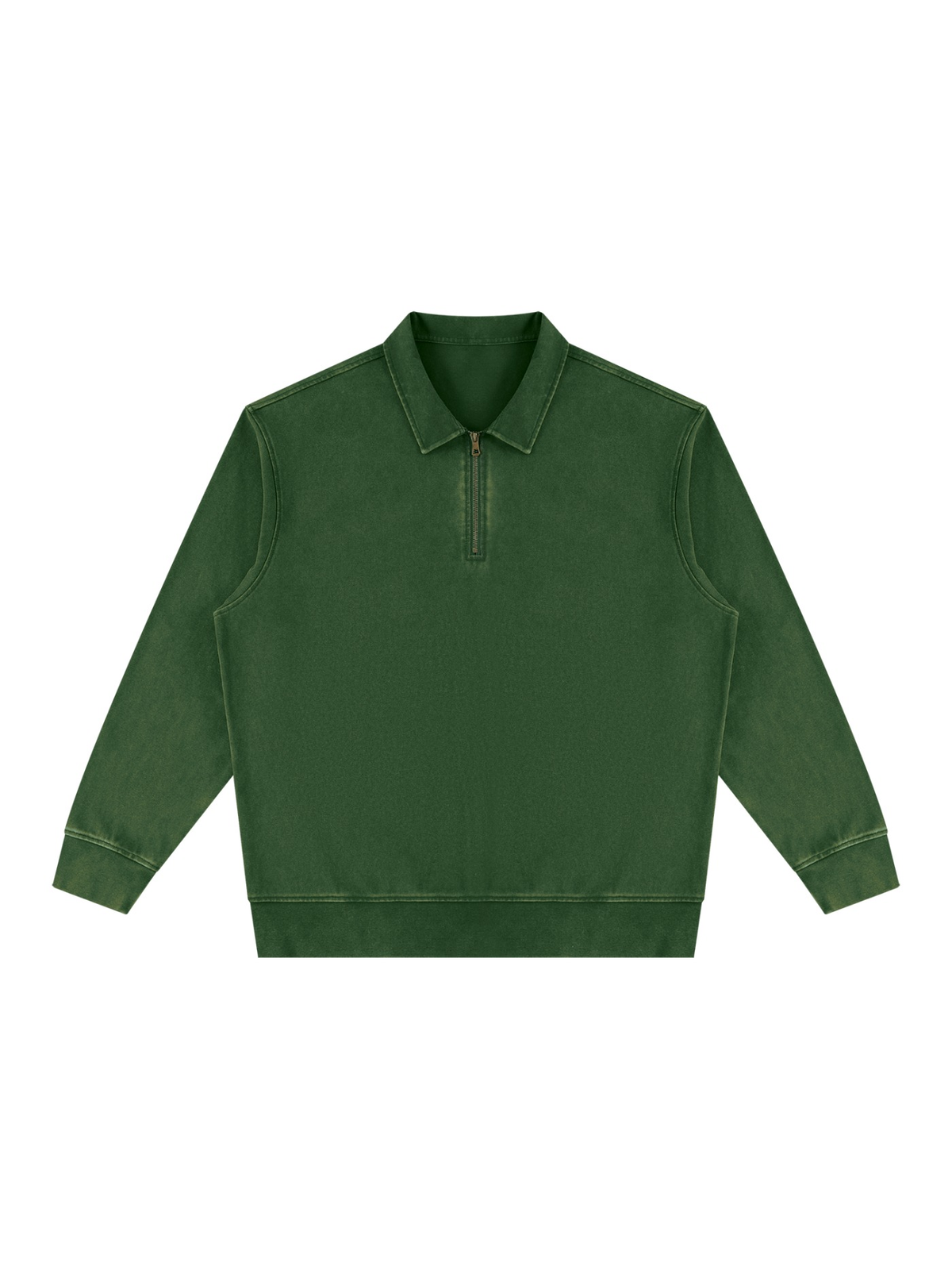 Vintage wash quarter-zip sweatshirt in Blackish Green, front view