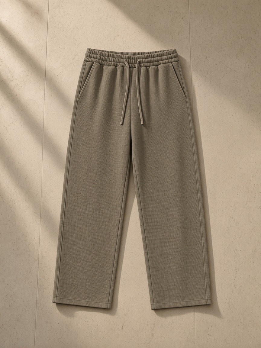 Mineral wash waffle sweatpants in Coffee, front view