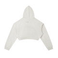 Essential cropped zip-up hoodie in Oat Gray, back view