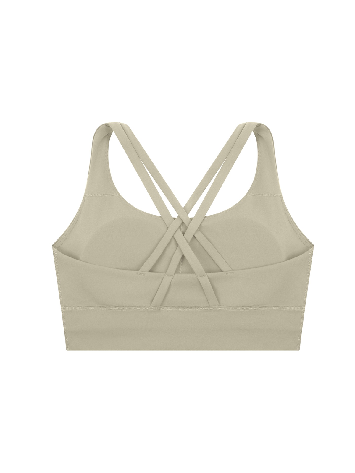 Strappy criss-cross sports bra in Light Gray, back view