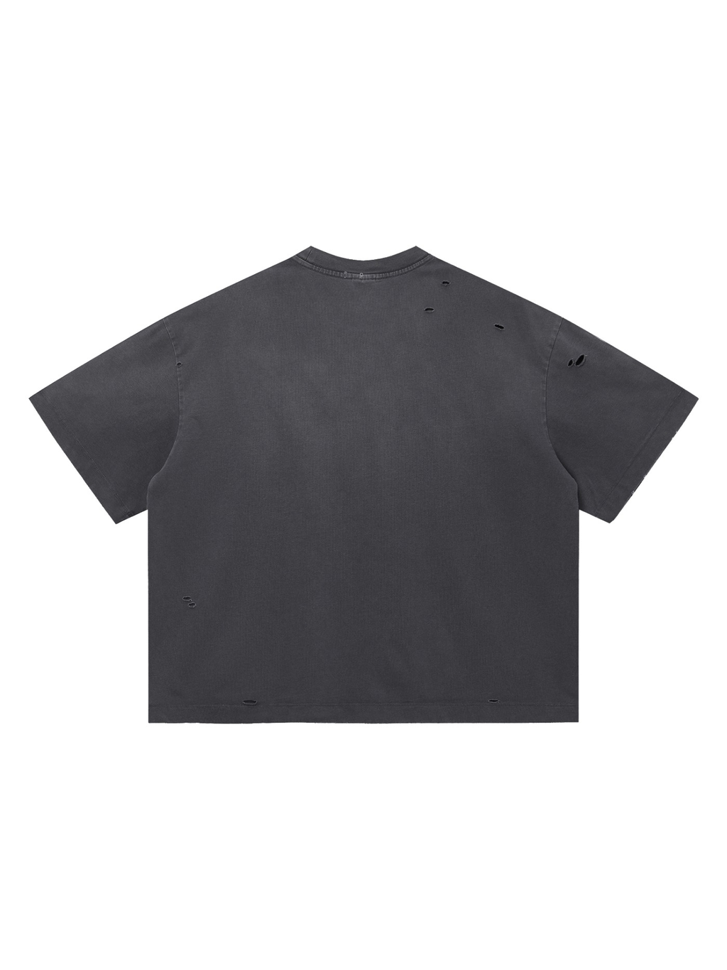 Vintage Washed Distressed Boxy Oversized T-Shirt in Dark Gray, back view