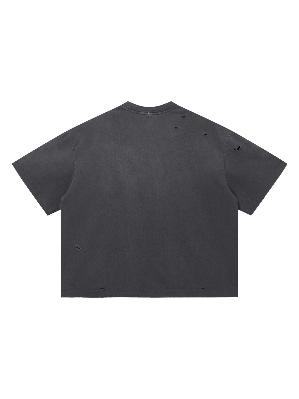 Vintage Washed Distressed Boxy Oversized T-Shirt in Dark Gray, back view