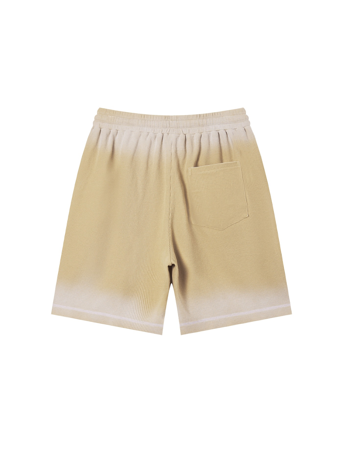 Sunfade waffle raw hem shorts in Khaki, back view