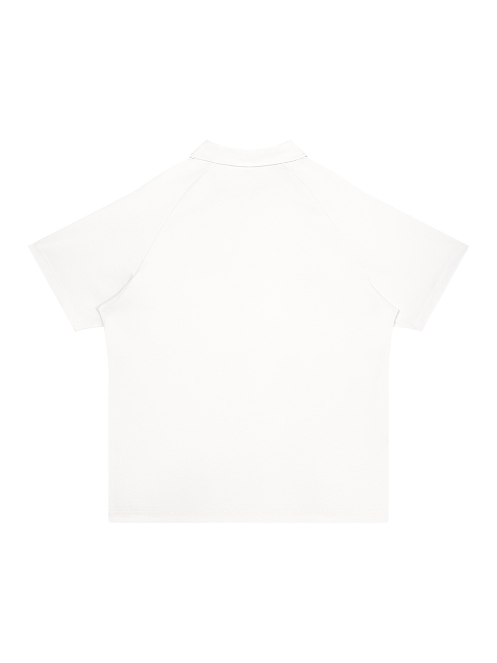 Unisex regular fit polo shirt in White, back view on white. Marcel Afters