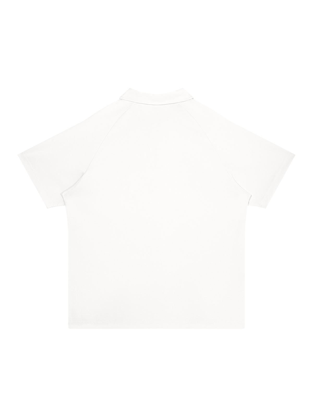 Unisex regular fit polo shirt in White, back view on white. Marcel Afters