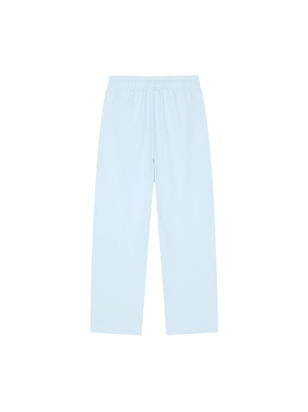 Unisex straight-leg sweatpants in Blue, back view on white. Marcel Afters