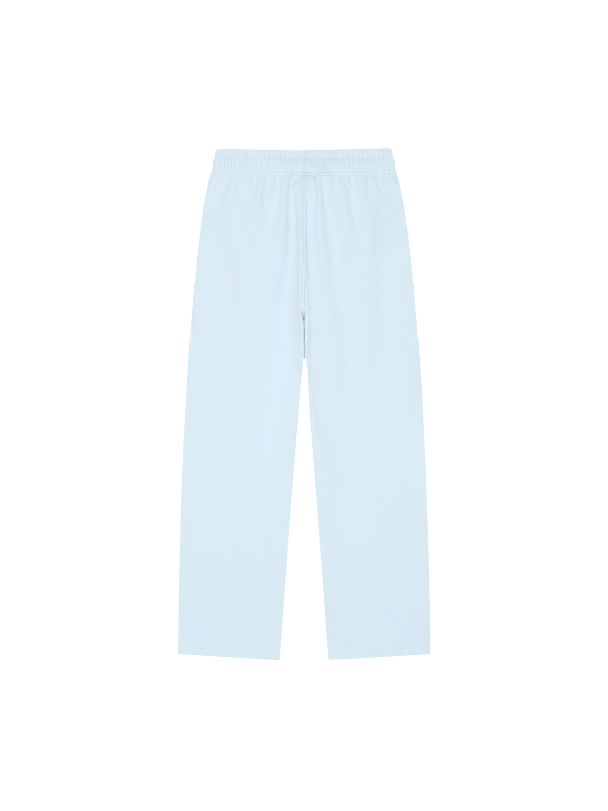 Unisex straight-leg sweatpants in Blue, back view on white. Marcel Afters