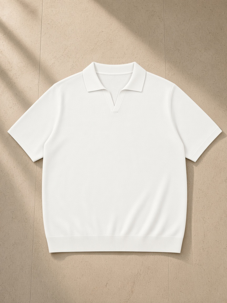 Front of the White Heavyweight Oversized Polo Shirt, laid flat