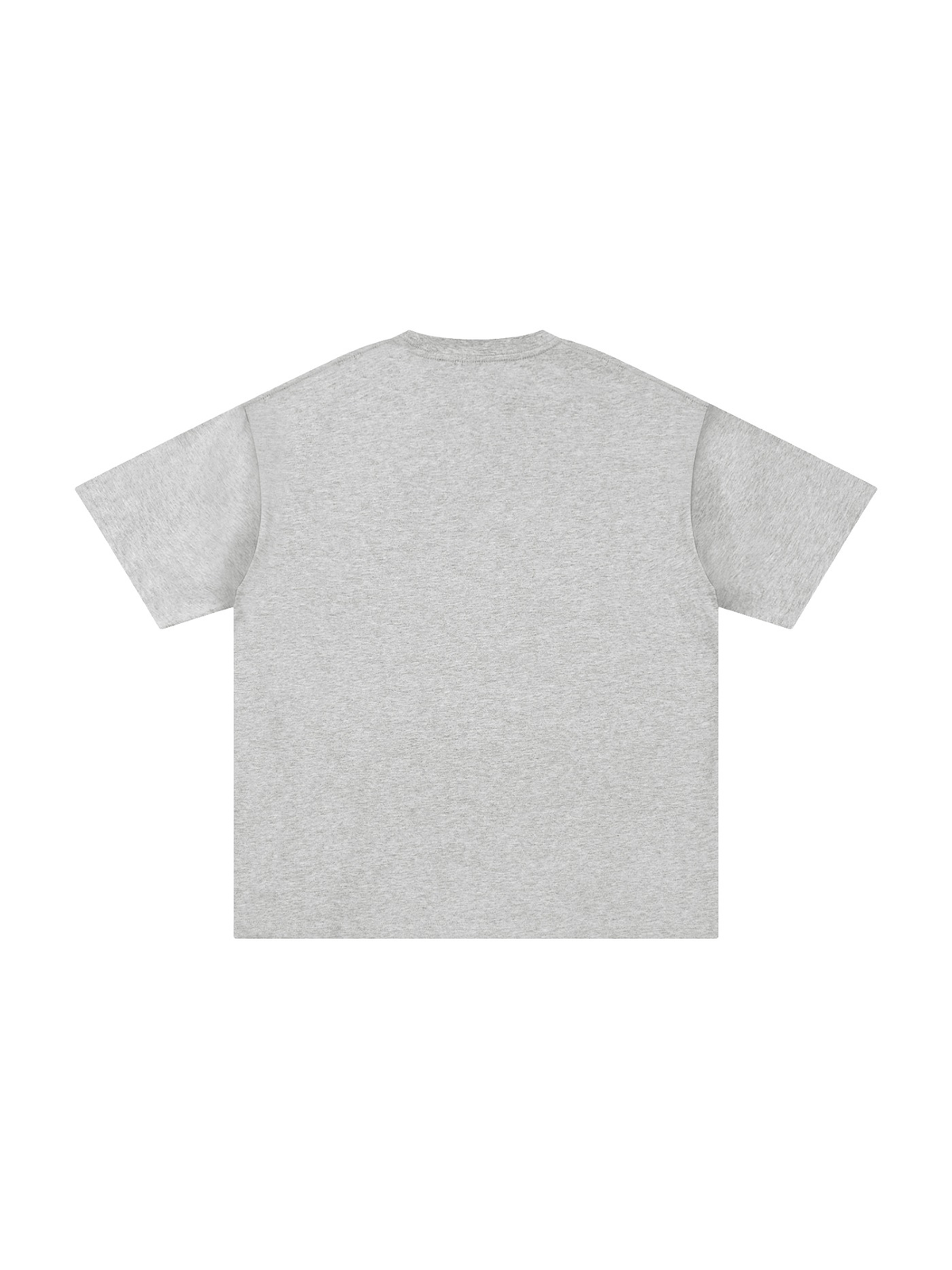 Unisex pure cotton t-shirt in Flower Gray, back view on white. Marcel Afters