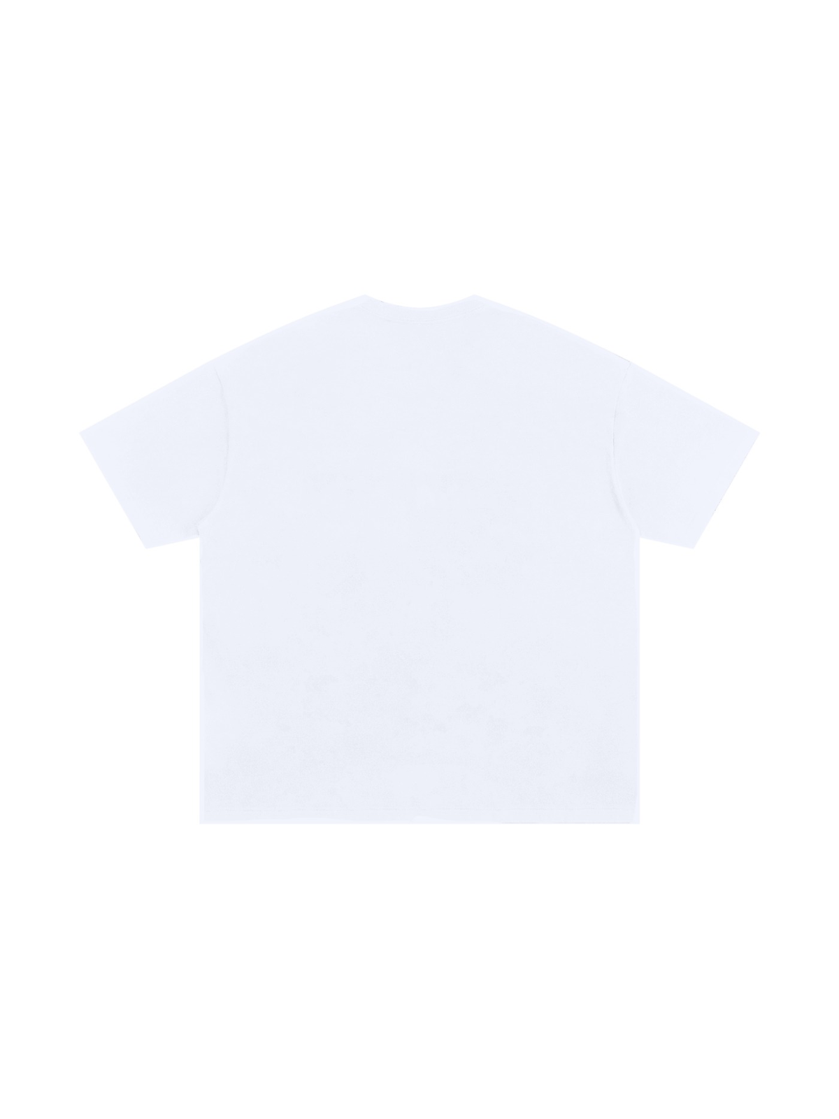 Oversized Cotton T-Shirt in White, laid flat on pale limestone, back.