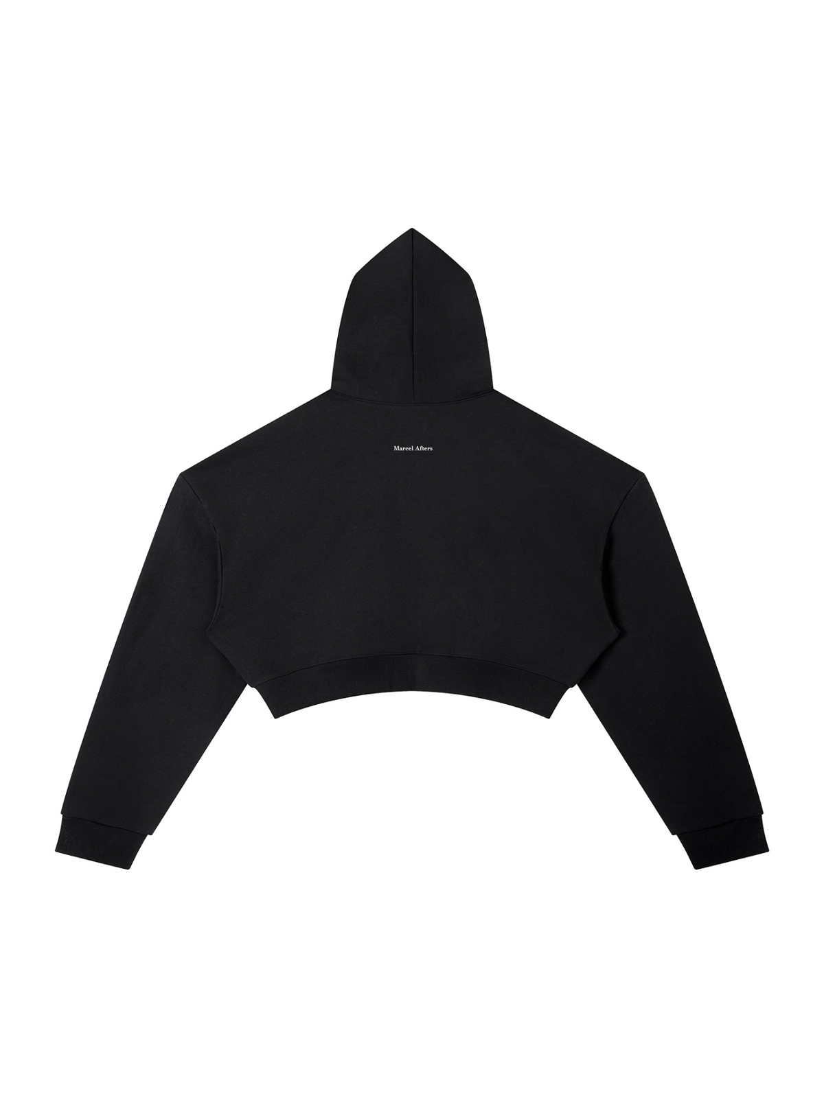 Essential Cropped Hoodie in Black, back view