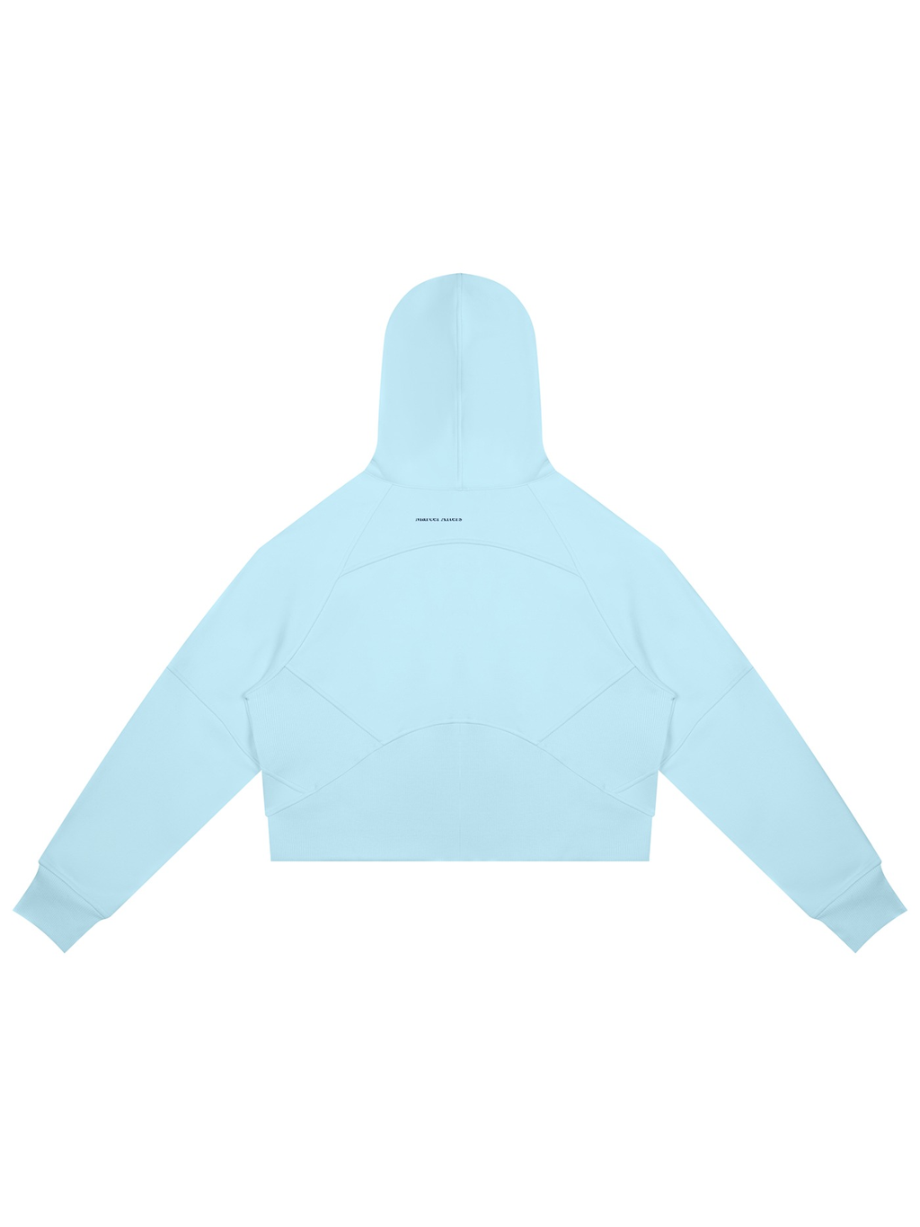 Cropped zip-through hoodie in Sky Blue, back view