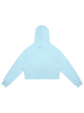 Cropped zip-through hoodie in Sky Blue, back view