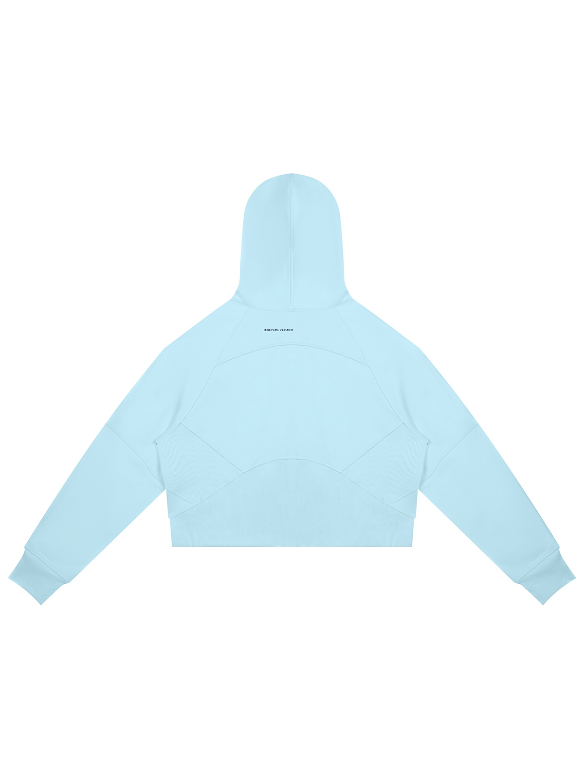 Cropped zip-through hoodie in Sky Blue, back view