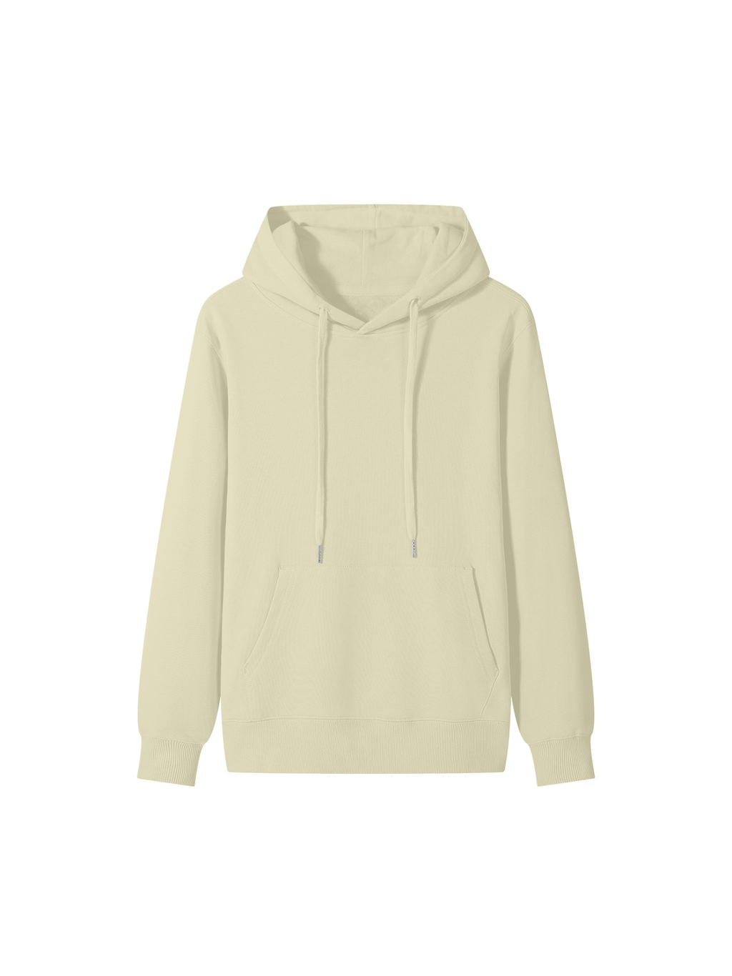 Unisex classic cotton hoodie in Khaki, front view on white. Marcel Afters
