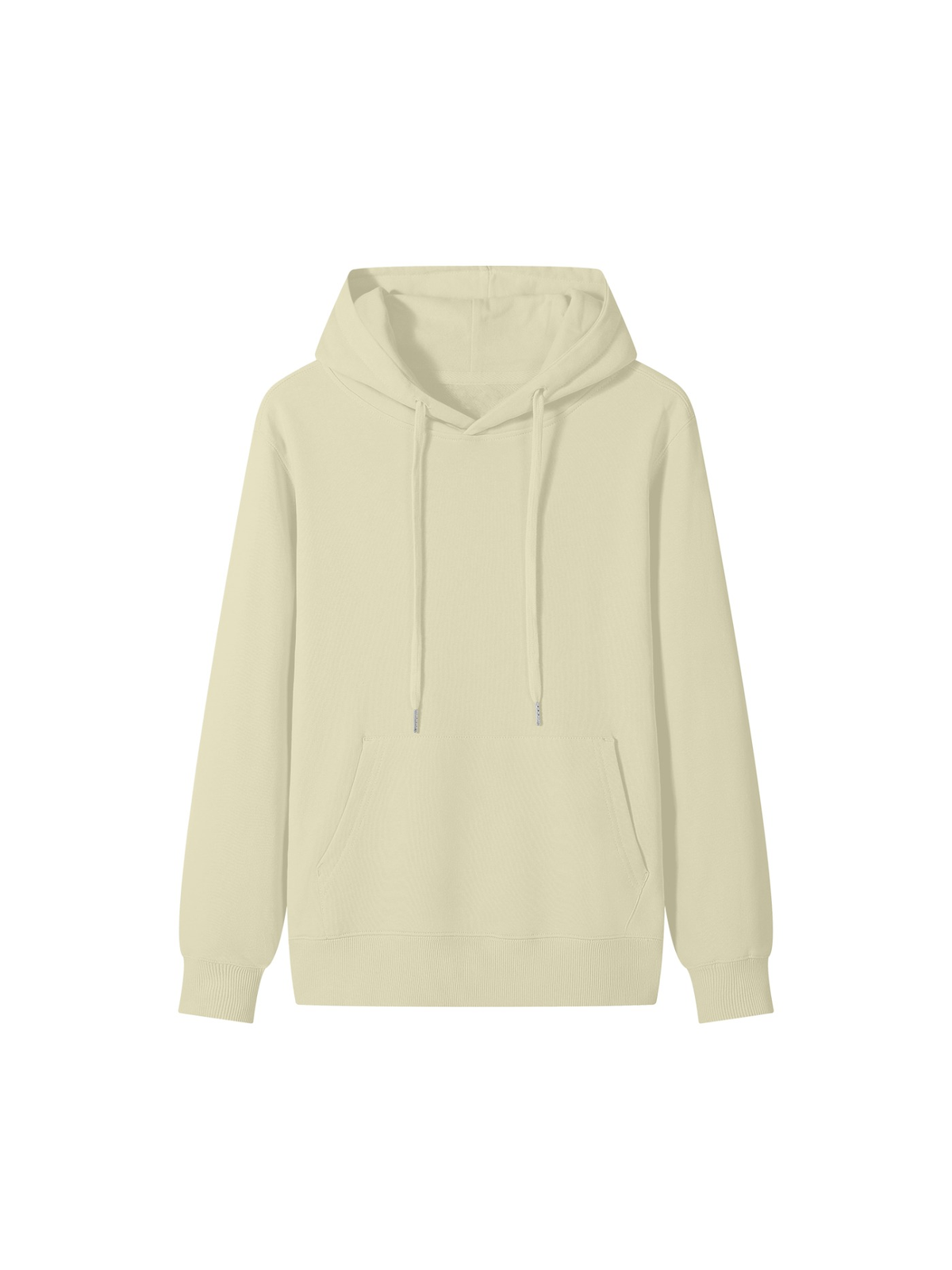 Unisex classic cotton hoodie in Khaki, front view on white. Marcel Afters
