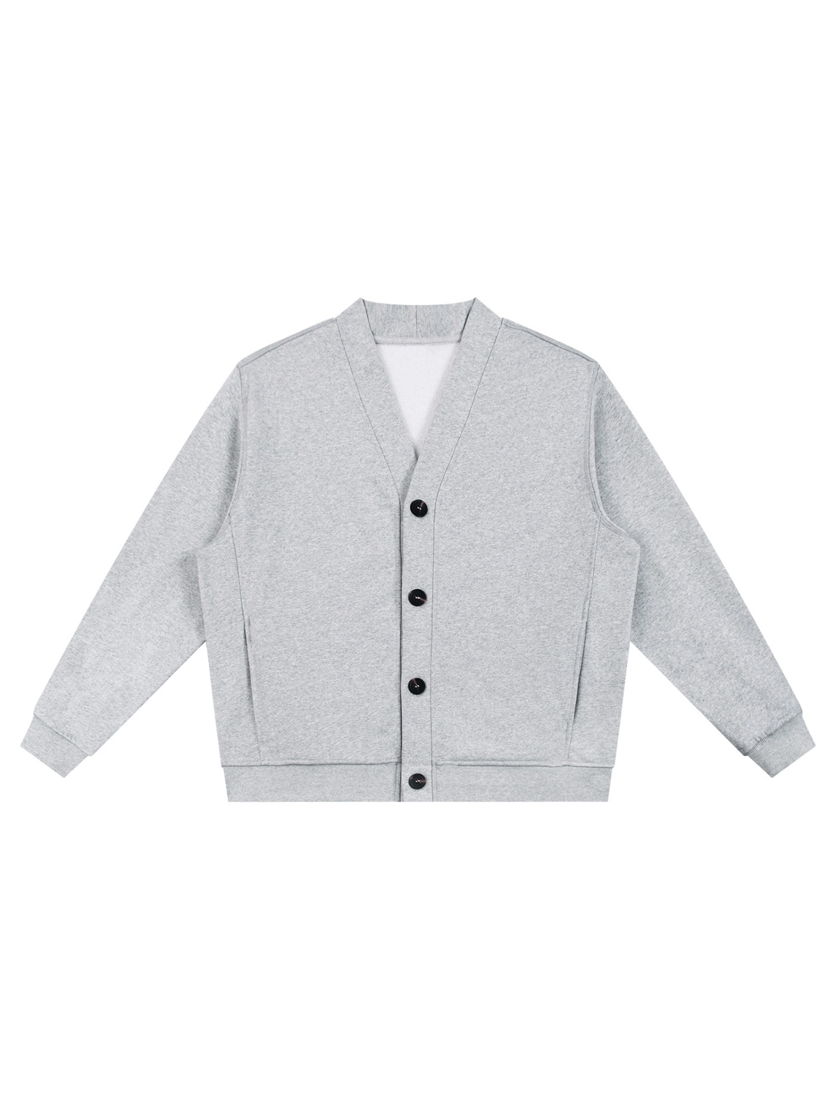 Heavyweight sweat cardigan in Flower Gray, front view