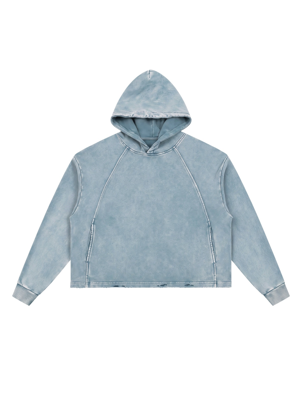 Vintage washed frayed-hem hoodie in Blue, front view