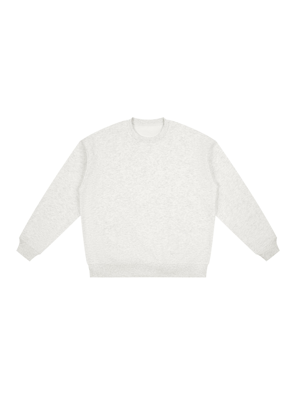 Oversized drop shoulder crewneck sweatshirt in Oat Gray, front view
