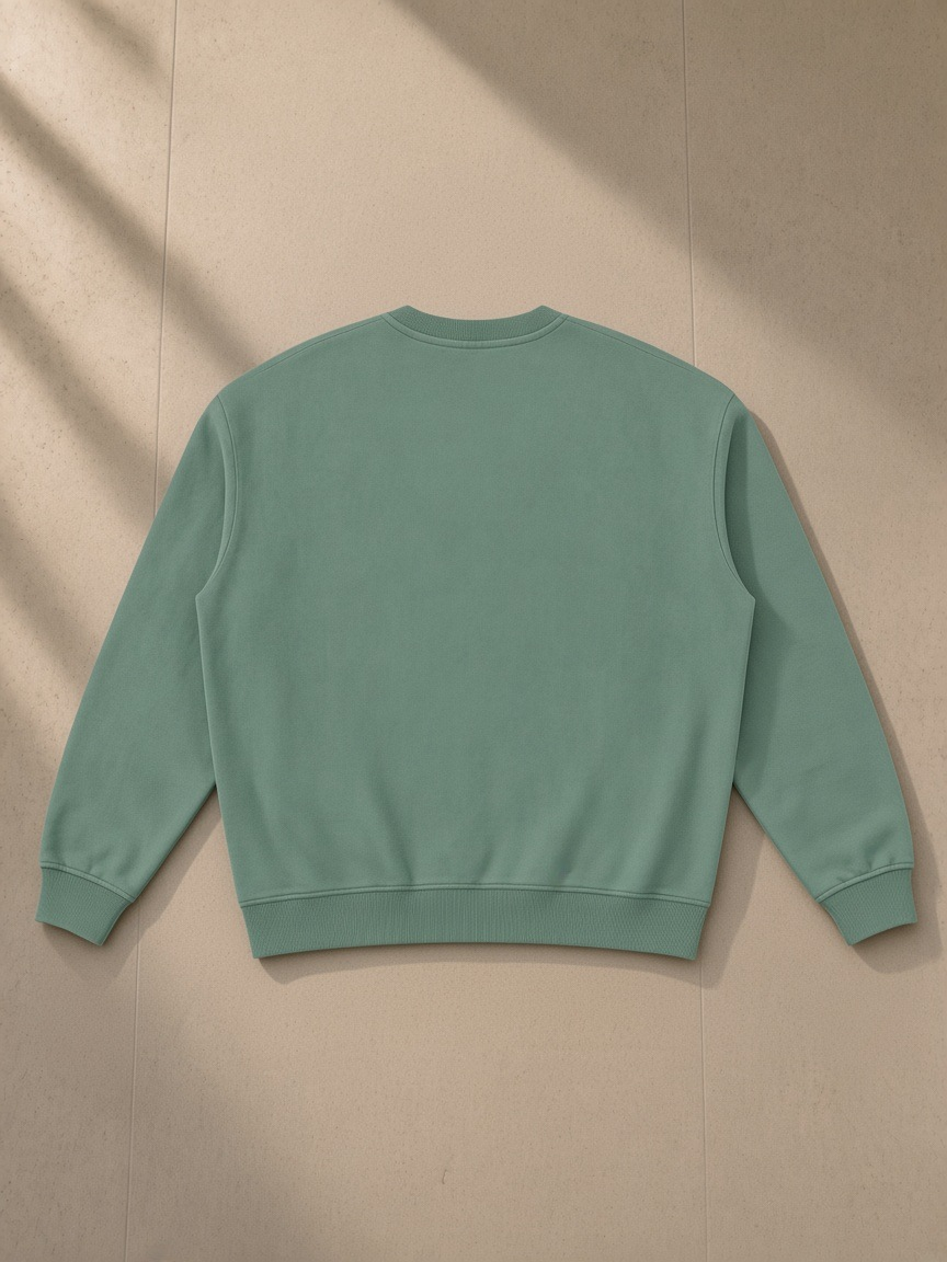 Vintage wash fleece sweatshirt in Dark Green, back view