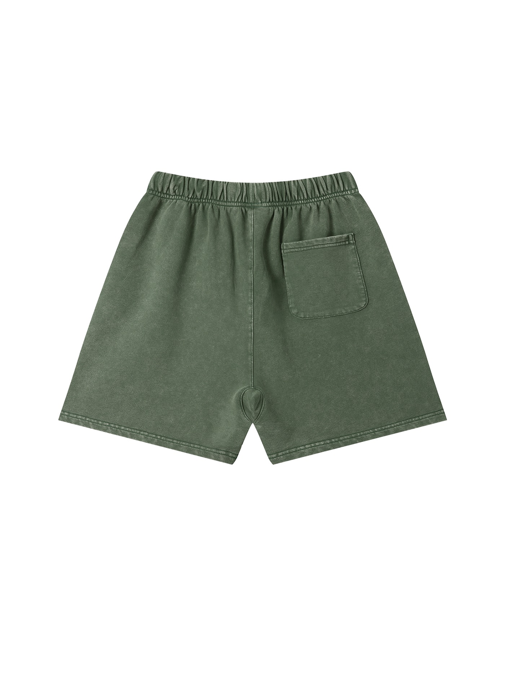 Vintage Wash Cotton Shorts in Army Green, back view
