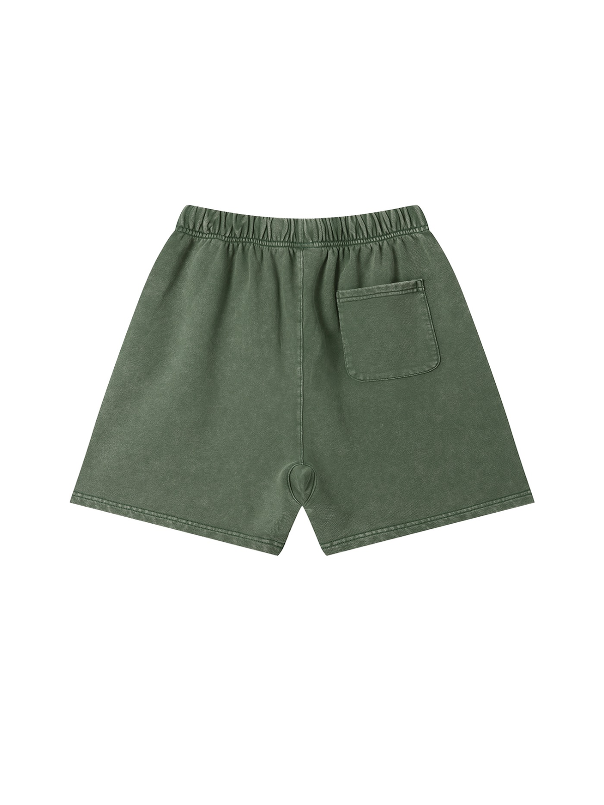Vintage Wash Cotton Shorts in Army Green, back view