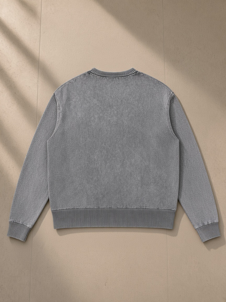 Mineral Wash Oversized Sweater in Gray, back view