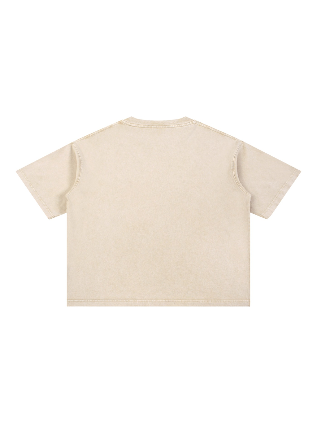 Unisex mineral wash boxy cotton t-shirt in Light Apricot, back view on white. Marcel Afters