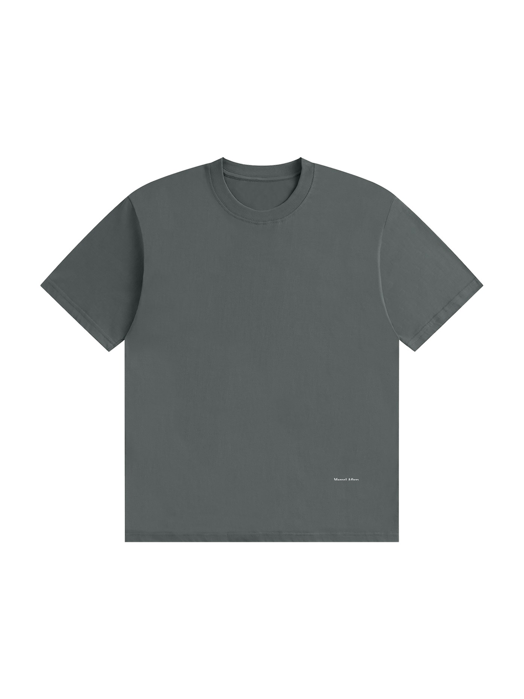 Unisex seamless cotton t-shirt in Gray, front view on white. Marcel Afters