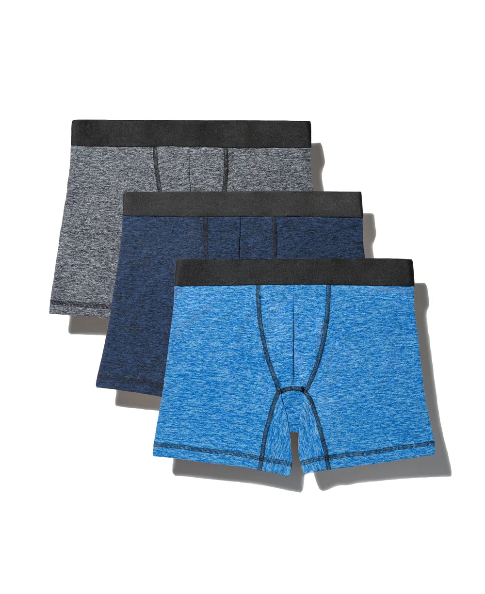 True Notions Boxer Briefs 3-Pack in Blue / Black, laid flat — Marcel Afters