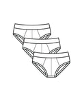 True Notions Briefs 3-Pack in Mystery Mix / White, laid flat — Marcel Afters