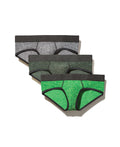 True Notions Briefs 3-Pack in Green / Black, laid flat — Marcel Afters