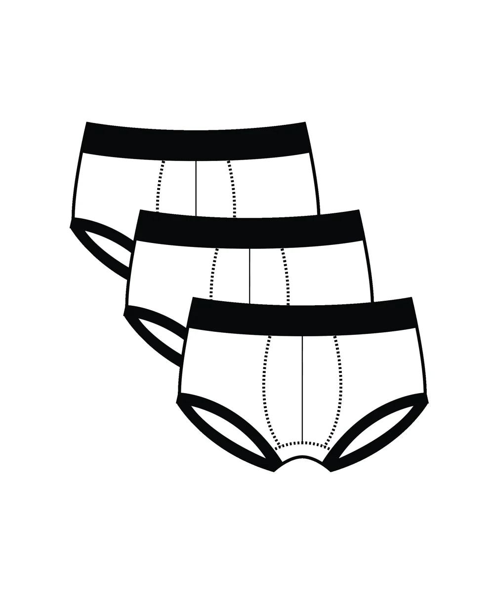 True Notions Trunks 3-Pack in Mystery Mix / Black, laid flat — Marcel Afters