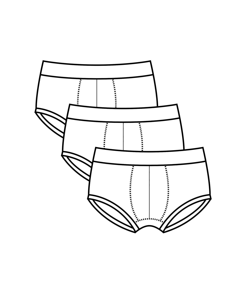True Notions Trunks 3-Pack in Mystery Mix / White, laid flat — Marcel Afters