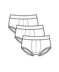 True Notions Trunks 3-Pack in Mystery Mix / White, laid flat — Marcel Afters