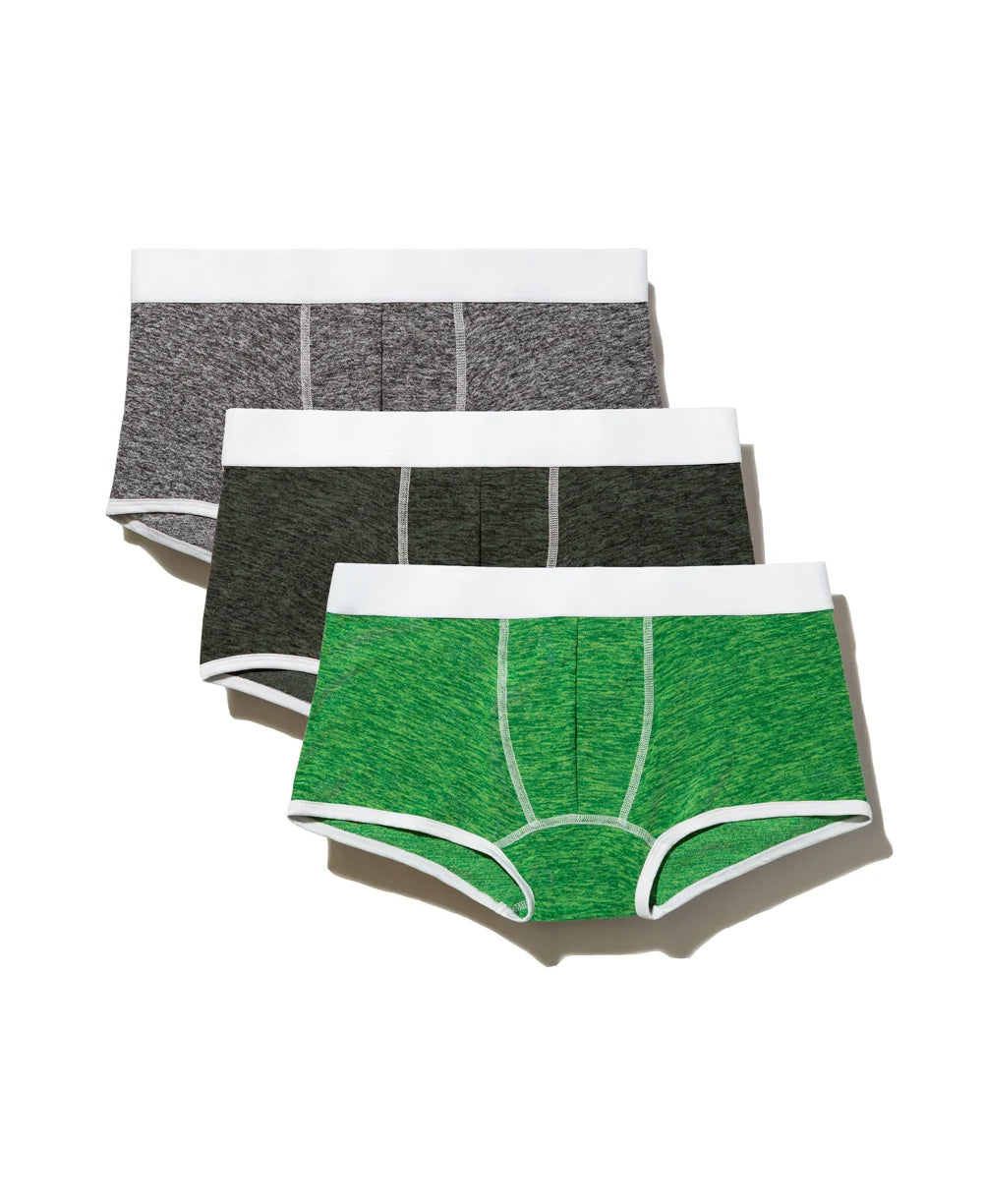 True Notions Trunks 3-Pack in Green / White, laid flat — Marcel Afters