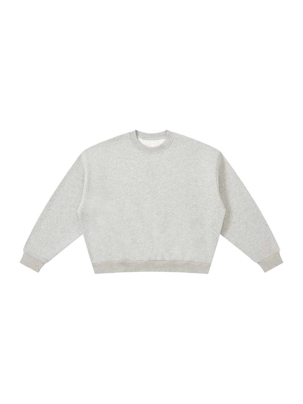 Boxy fleece crewneck sweatshirt in Flower Gray, front view