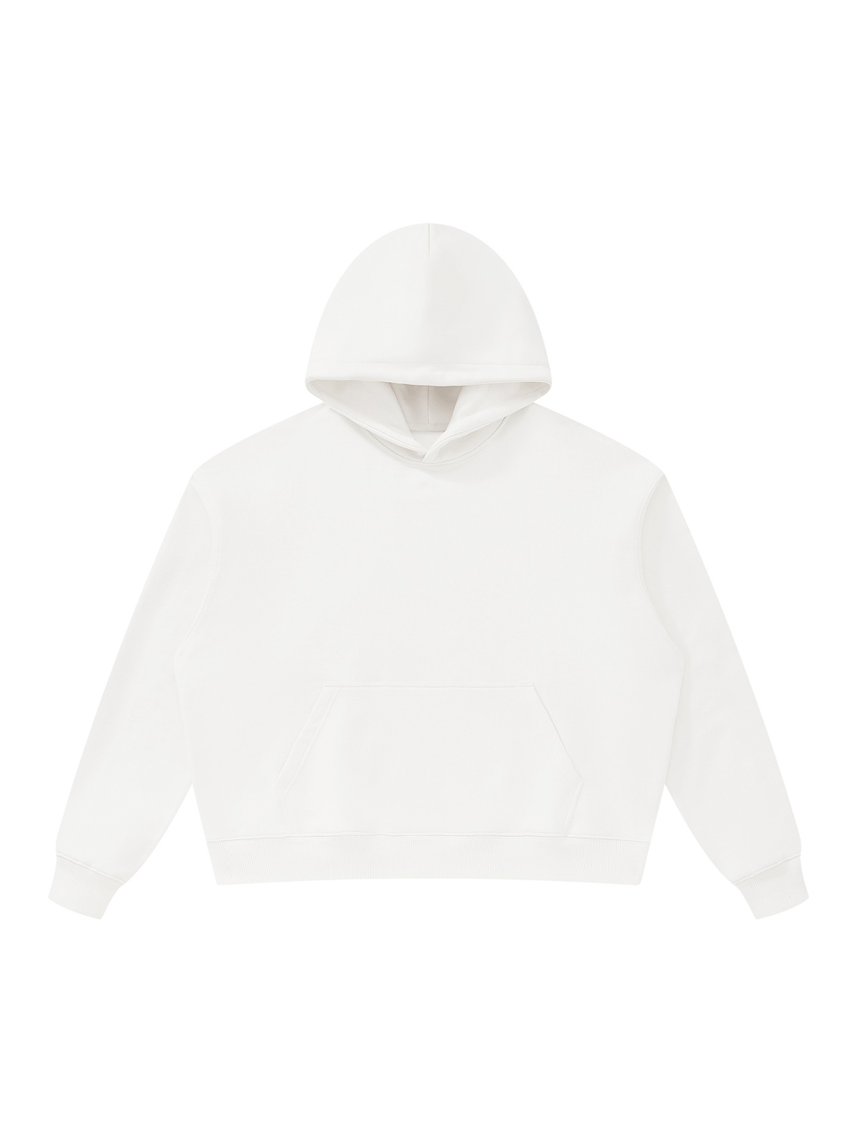 Unisex oversized heavyweight hoodie in White, front view on white. Marcel Afters